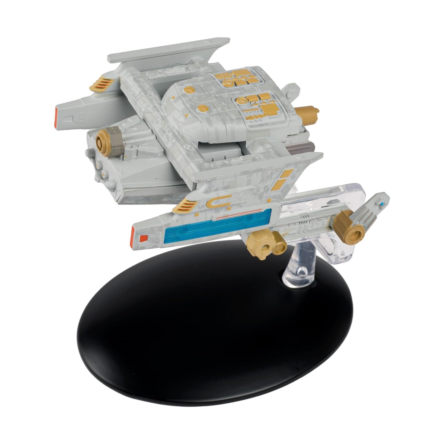 Starboard side profile of the Federation Tug starship replica against a neutral background