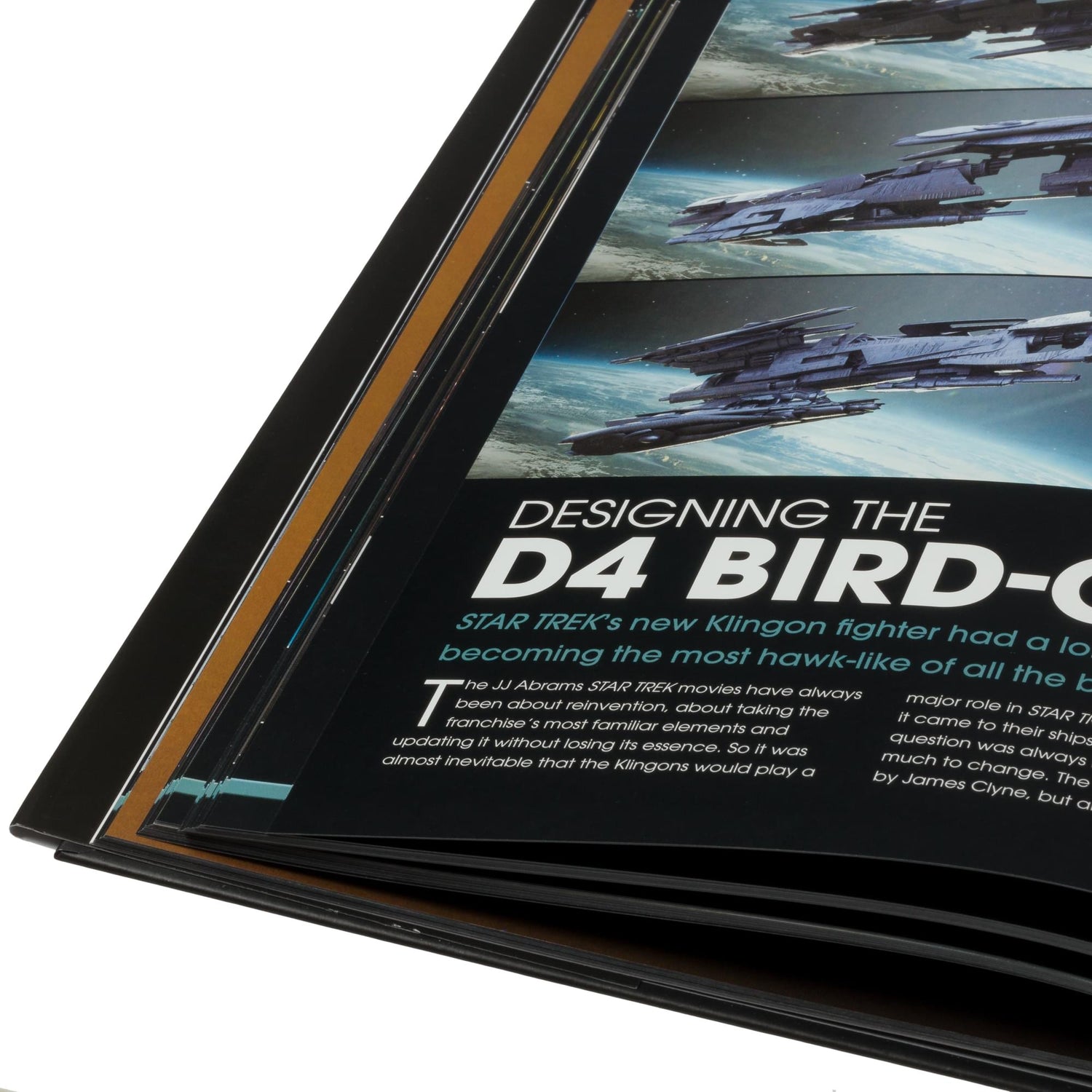 Close-up page spread showcasing full-color profile renders of the U.S.S. Vengeance and Romulan starships