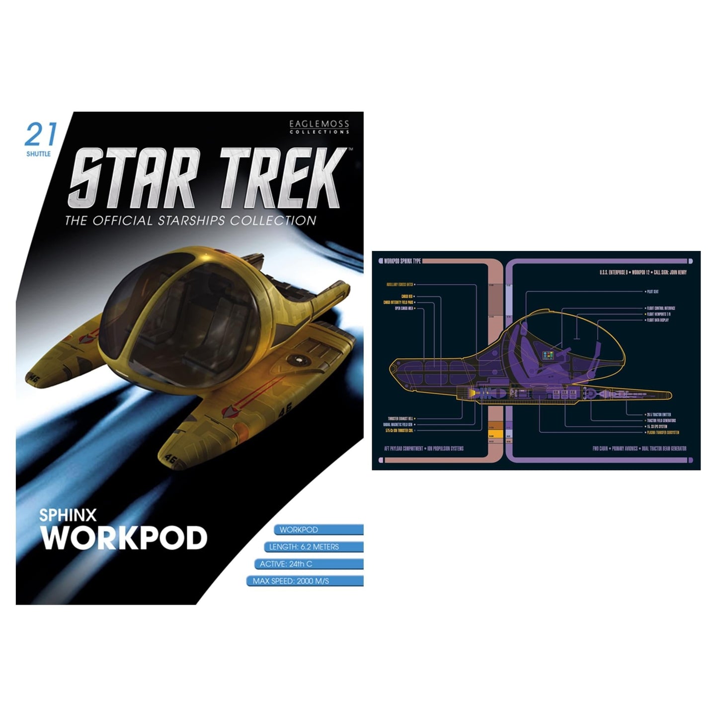 Top-down view of the first Star Trek shuttle model displaying hull markings