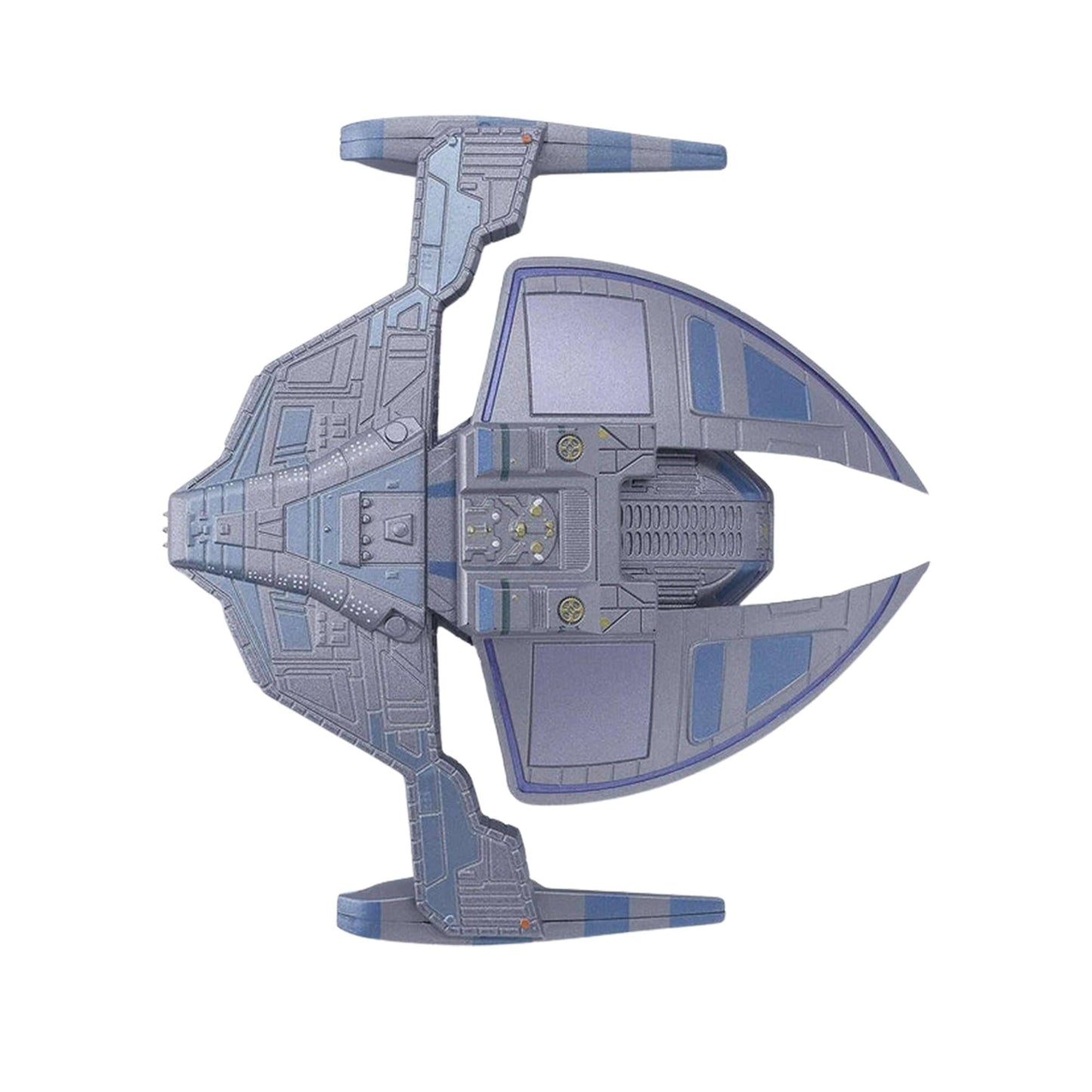 Ventral view of the die-cast model displaying the underside plating and stand mount
