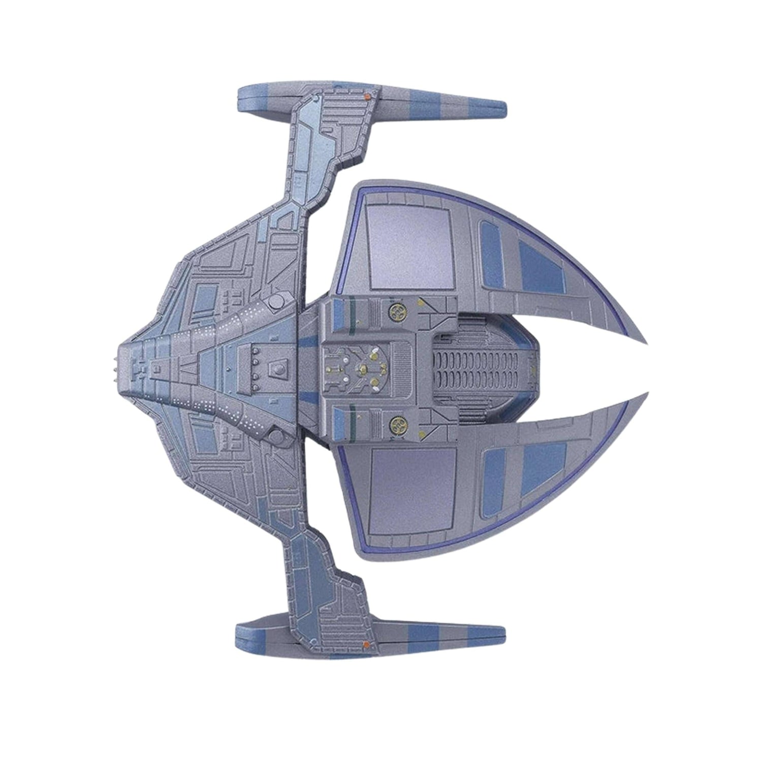 Ventral view of the die-cast model displaying the underside plating and stand mount