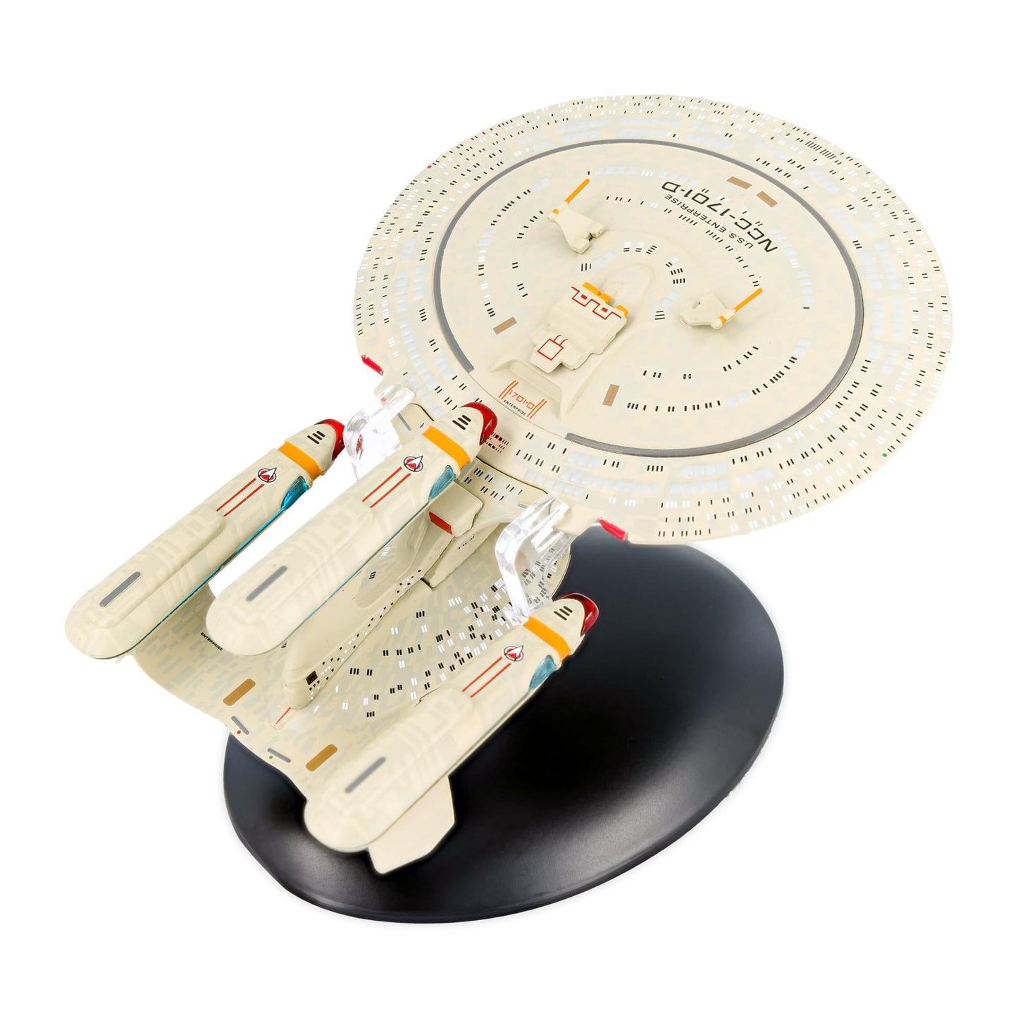 Underside view of the model showing the secondary hull registry and intricate paneling details