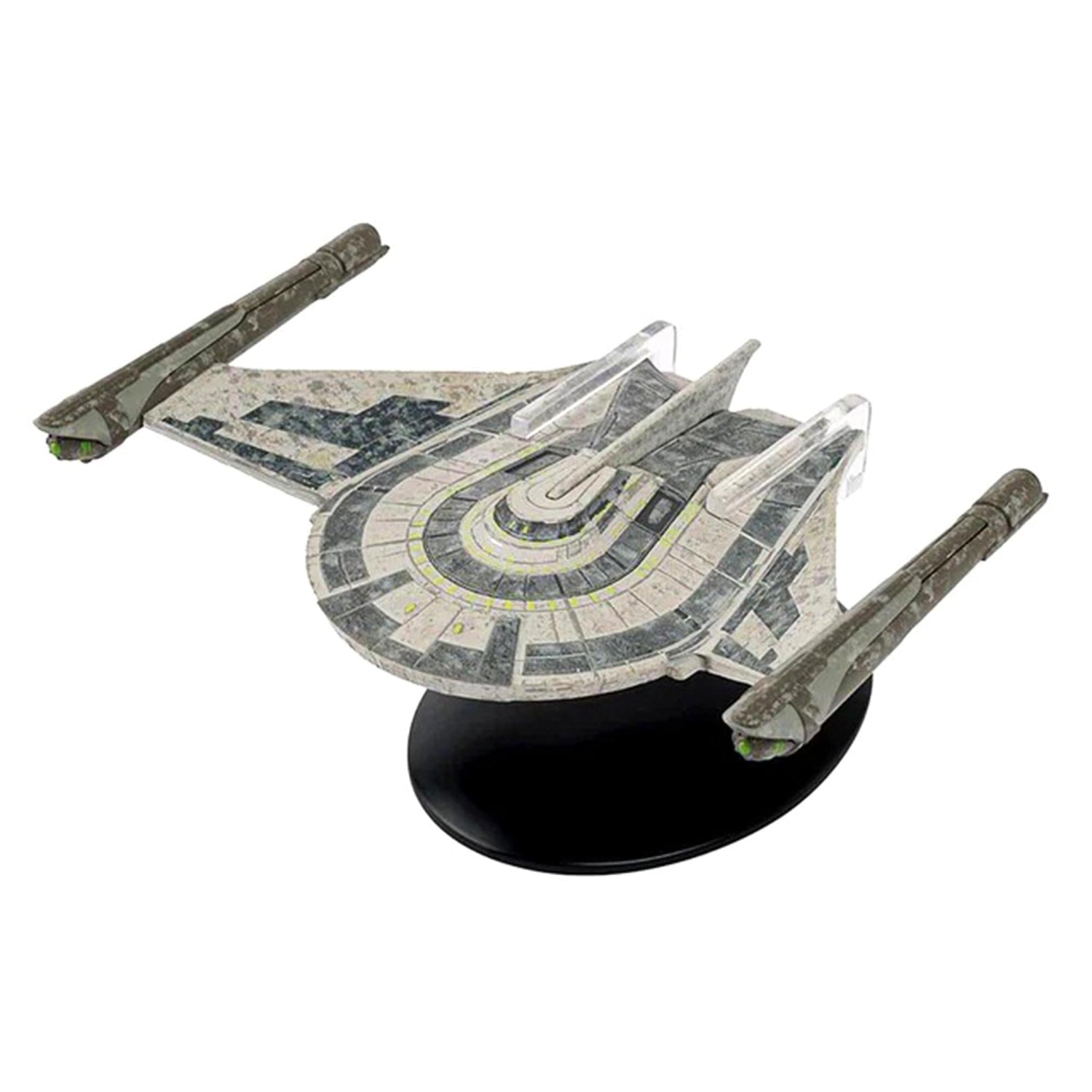 Eaglemoss Romulan Bird of Prey diecast starship model viewed from the front quarter angle