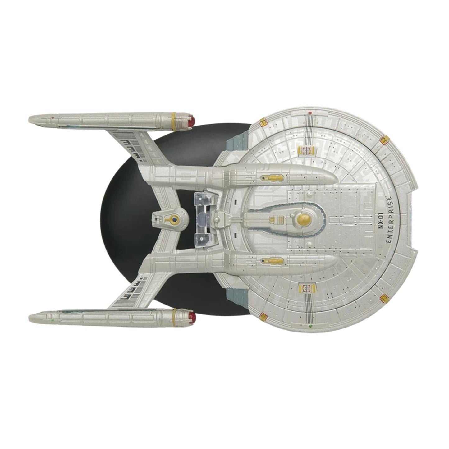 Close-up view of the bridge section and forward deflector dish on the USS Enterprise NX-01 model
