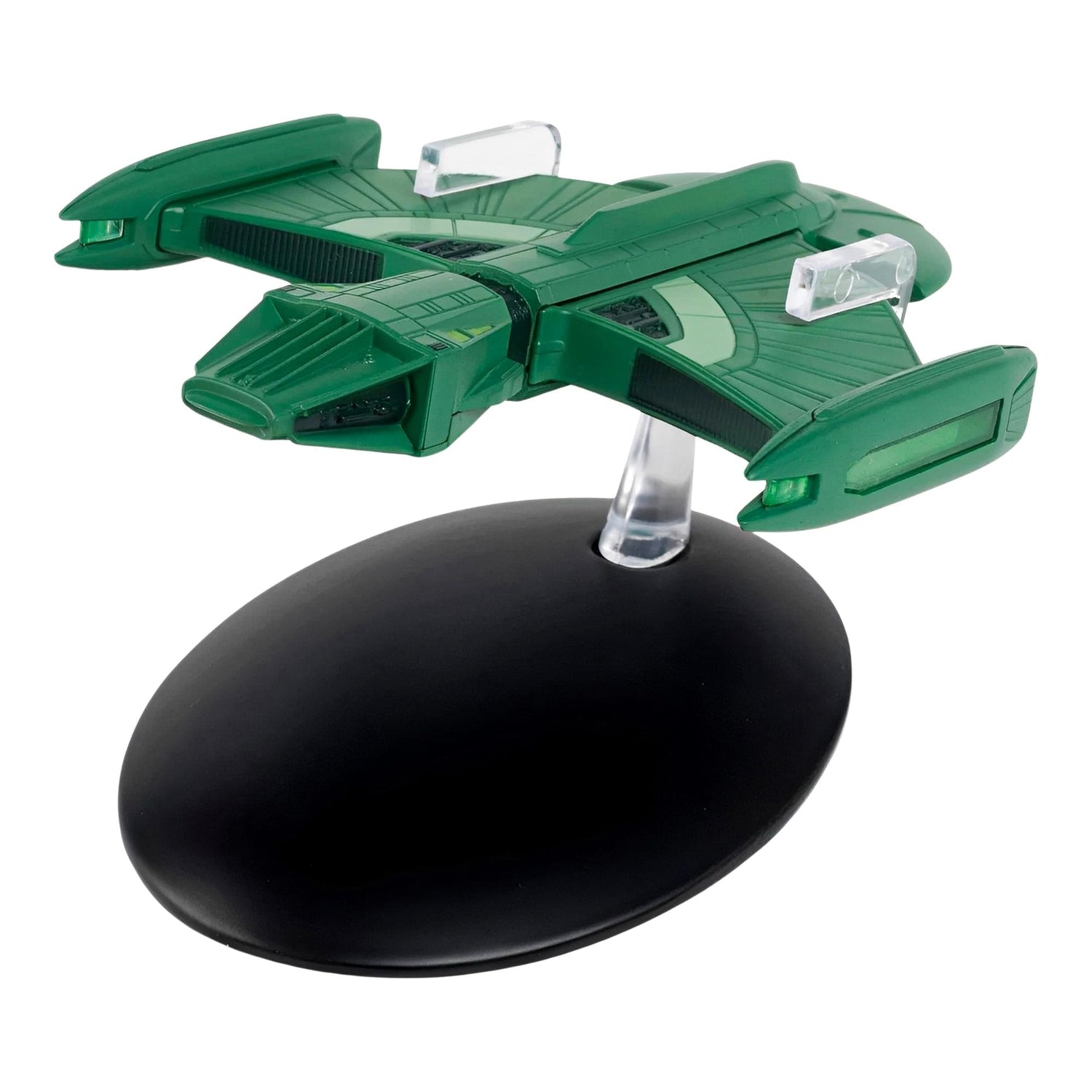 Top-down view of the Romulan science vessel model highlighting the detailed paneling and warp nacelles