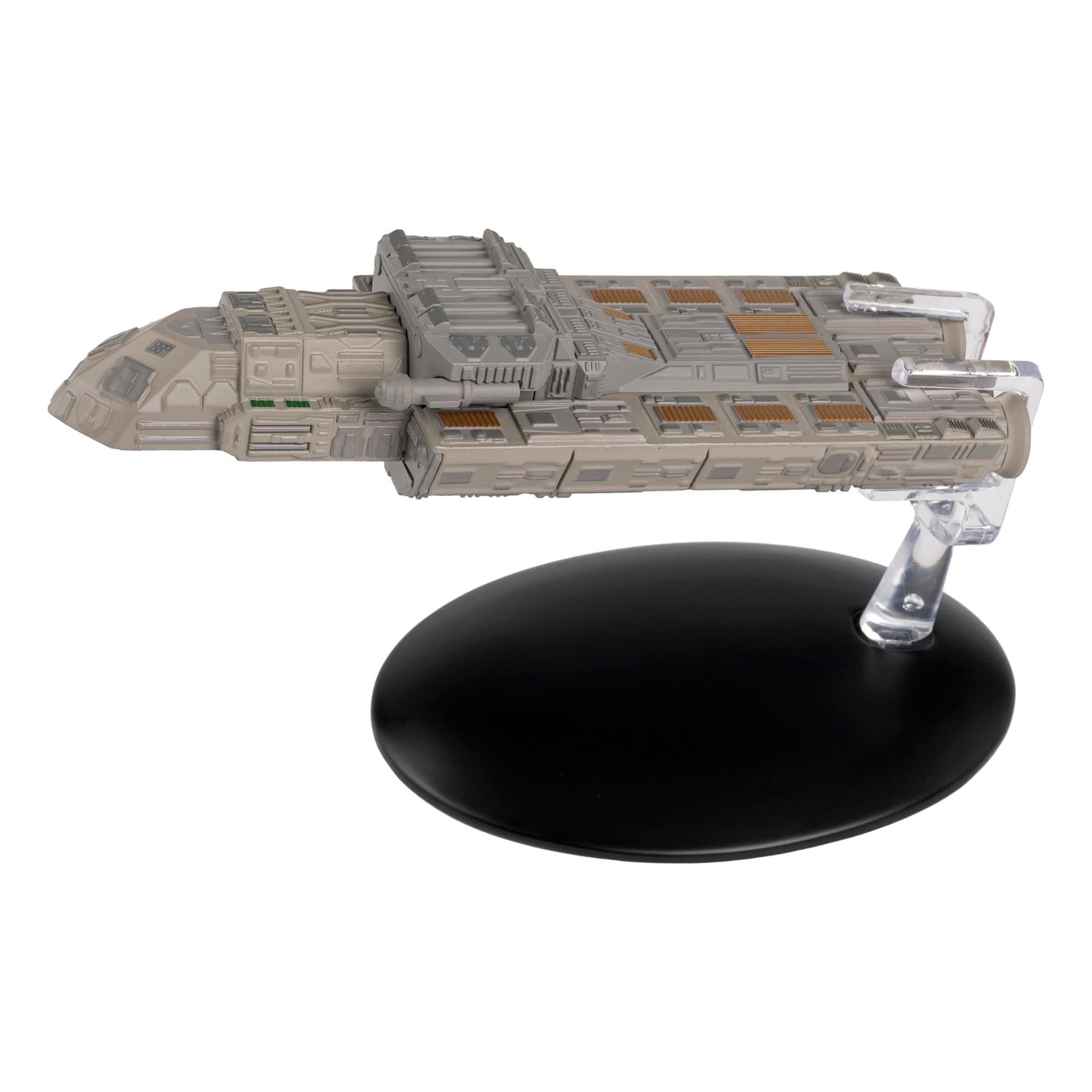 Ventral view of the SS Xhosa starship replica highlighting the underside engineering and panel detailing