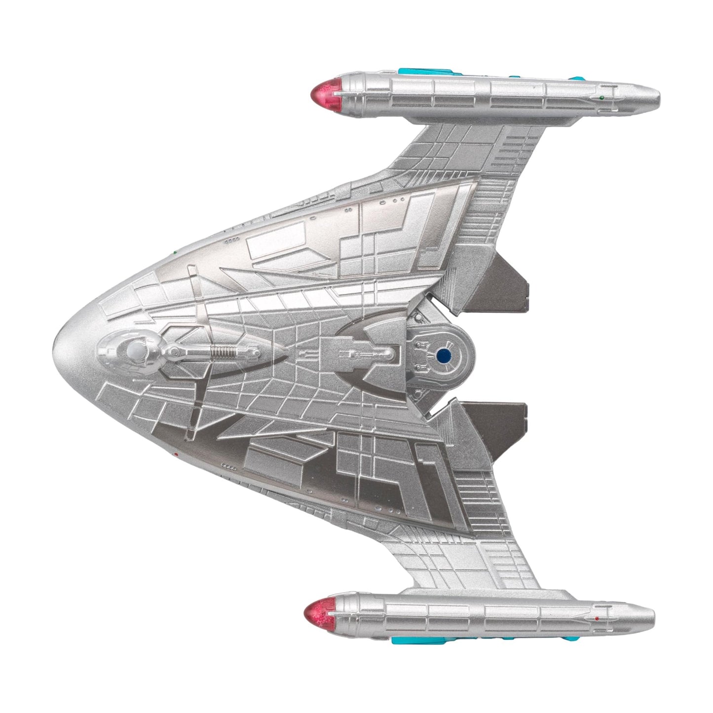 Underside view showcasing the registry details and secondary hull construction