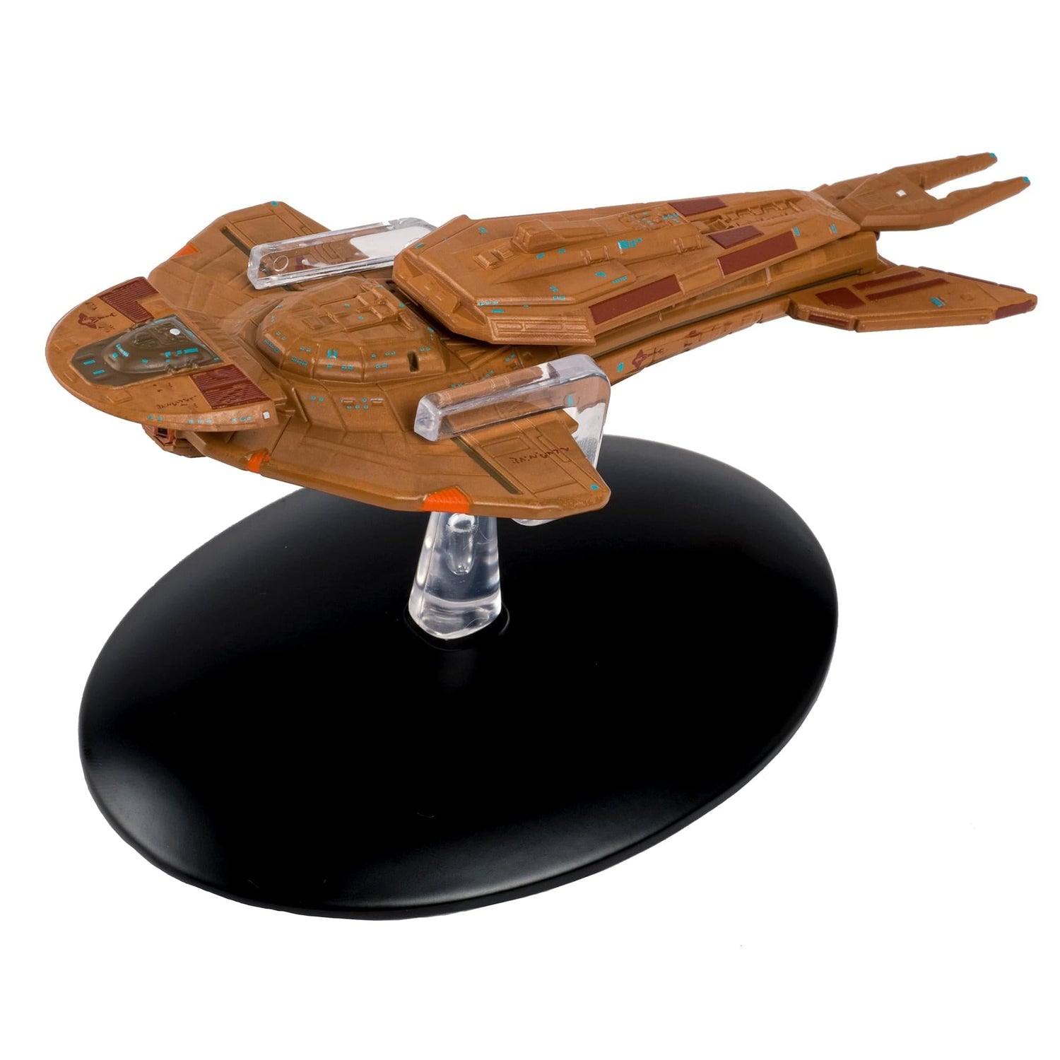 Star Trek Cardassian Keldon class starship model viewed from the front quarter angle, showcasing its swept-back hull