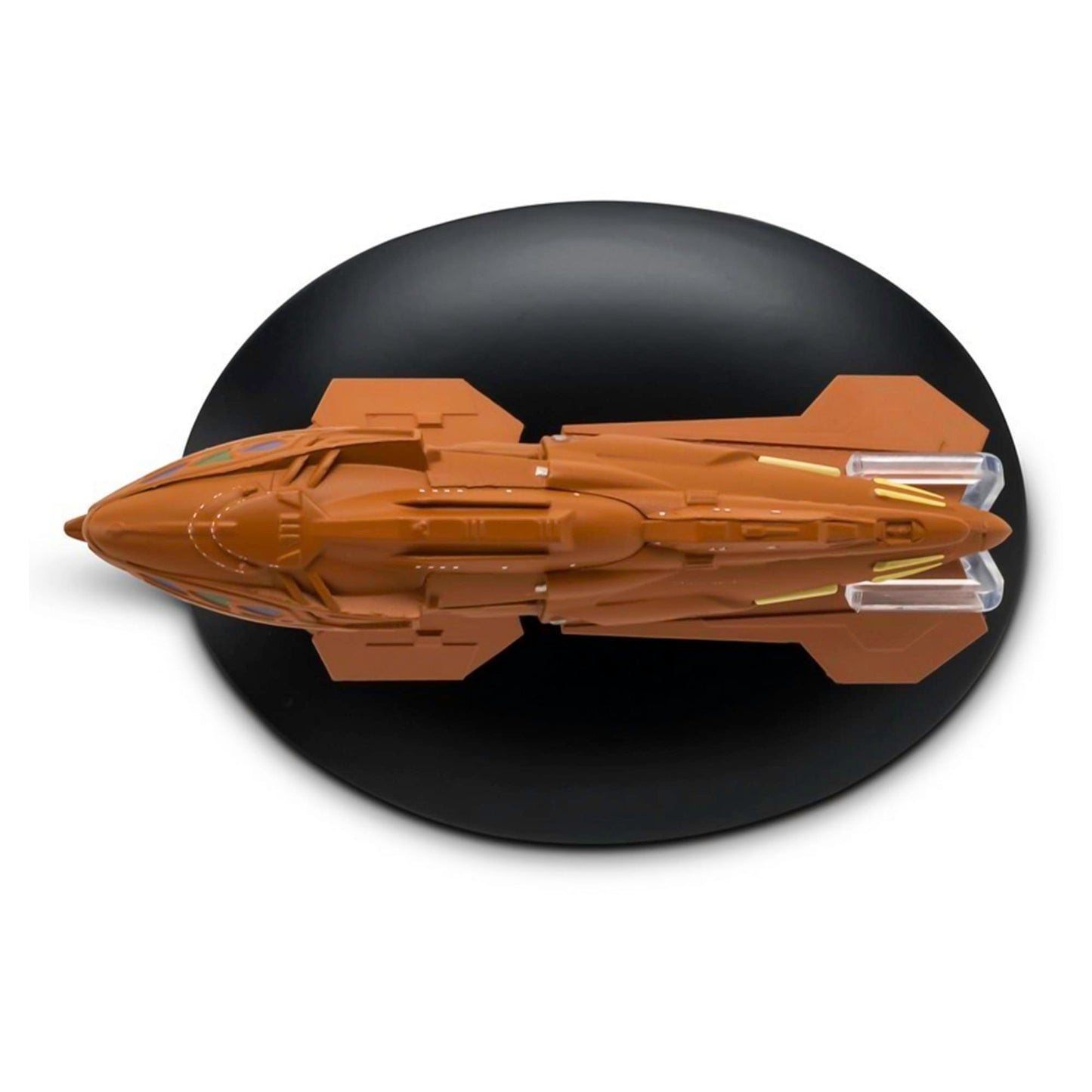 Close-up detail shot of the hand-painted hull and central bridge section of the Kazon Raider