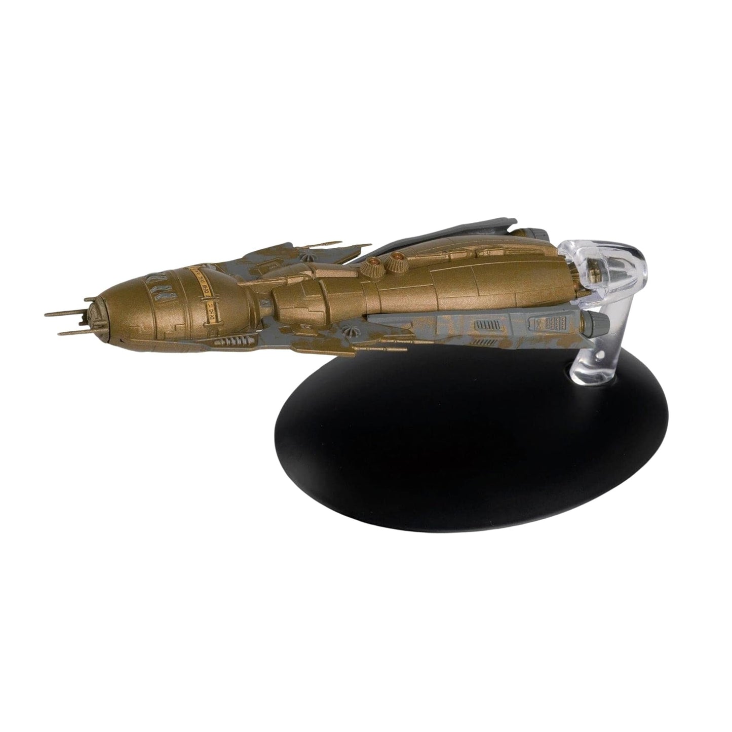Top-down view of the Hirogen Holoship replica highlighting the detailed grey hull plating and hand-painted weathering