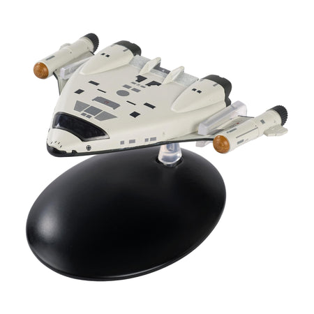 Close-up detail shot of the starship hull, highlighting hand-painted warp nacelles and precise paneling