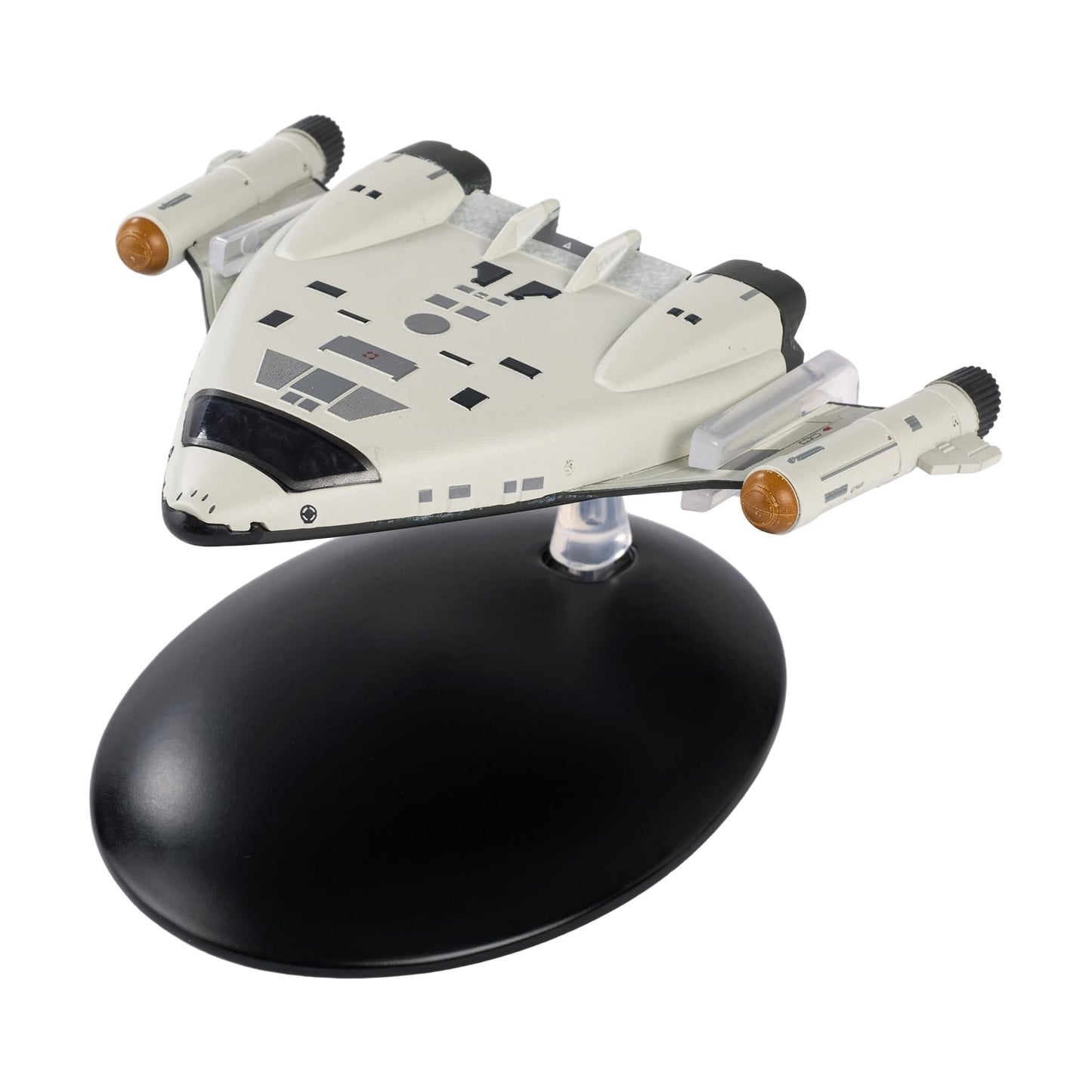 Close-up detail shot of the starship hull, highlighting hand-painted warp nacelles and precise paneling