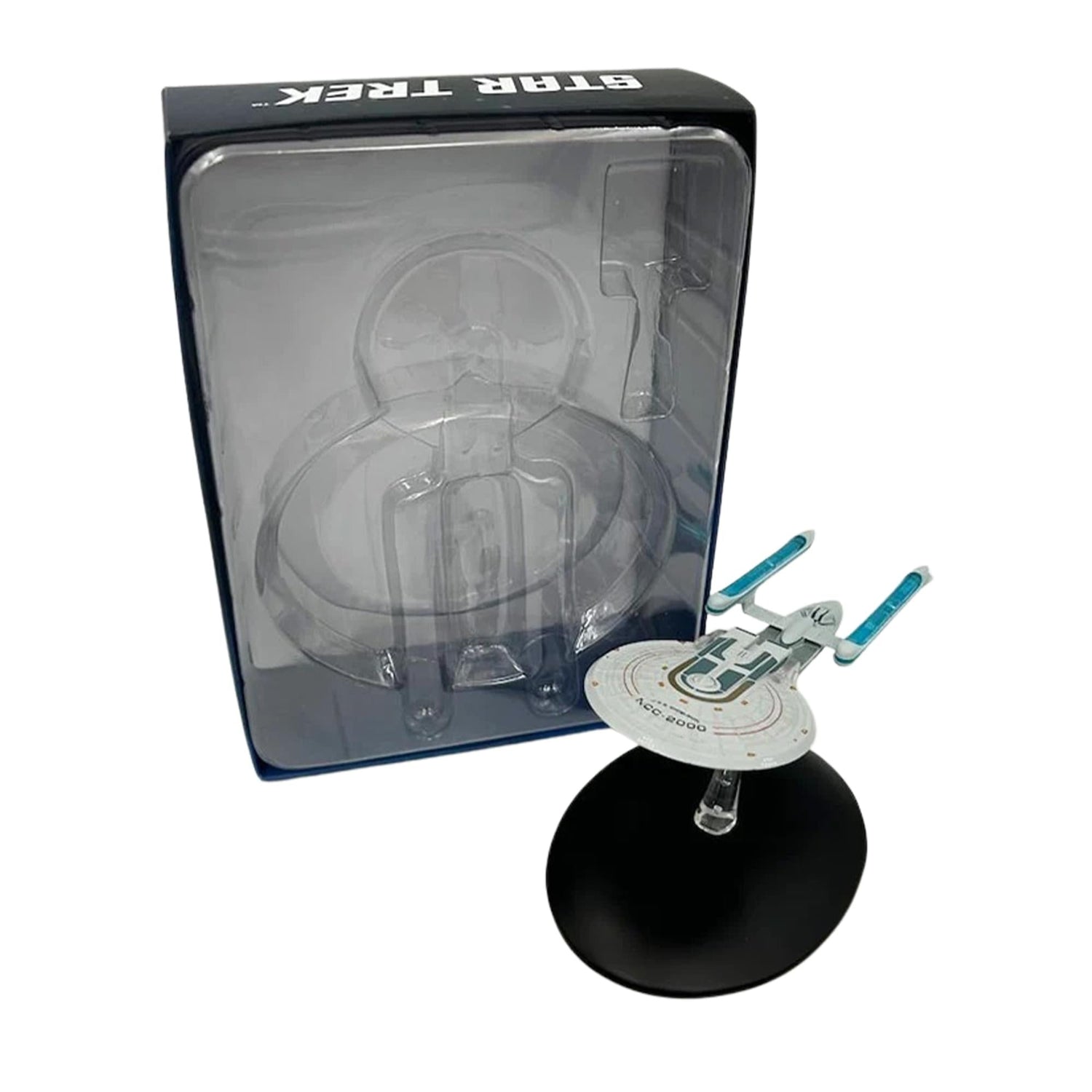 Packaging box showing official Star Trek branding and starship imagery