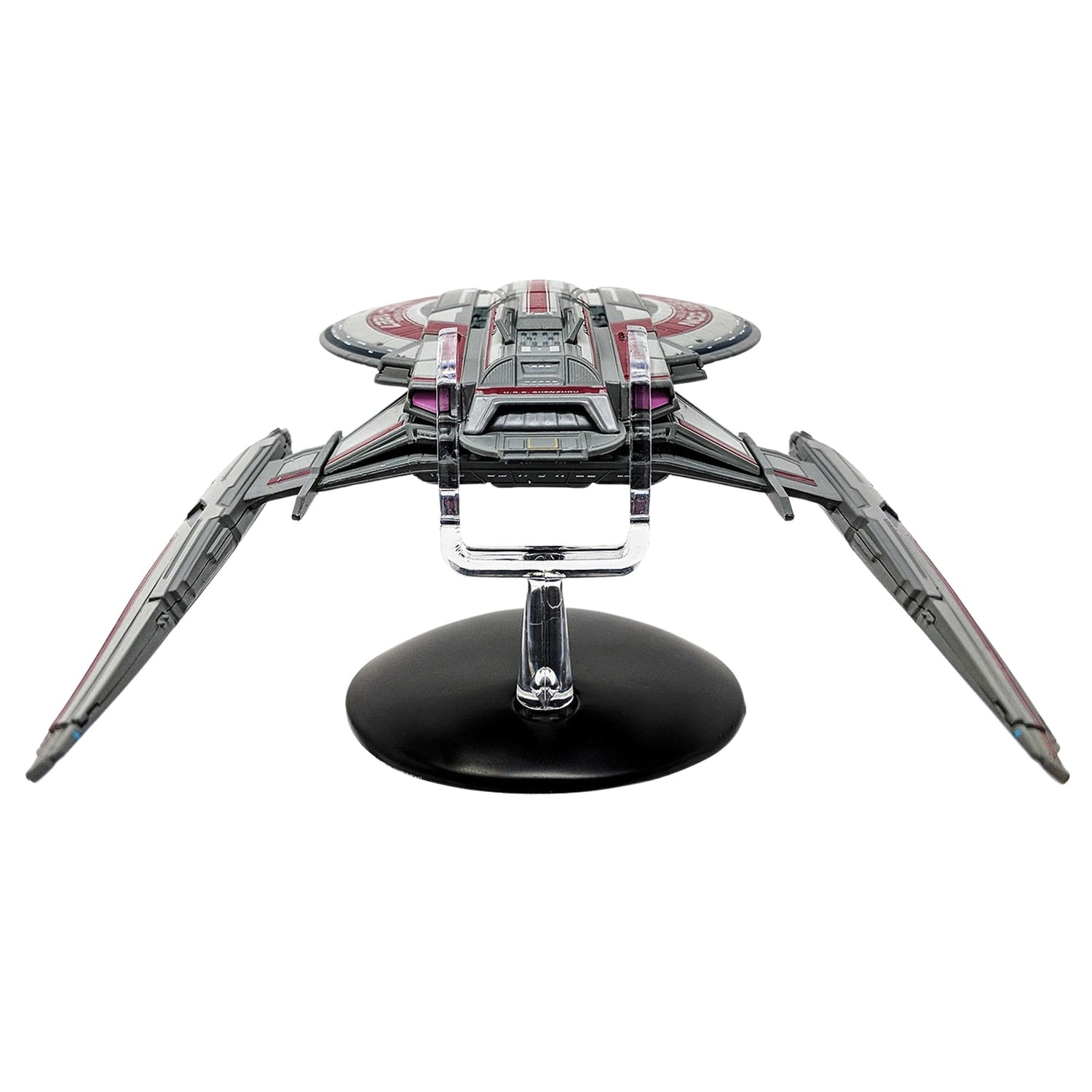 Rear angle view of the starship model highlighting the warp nacelles and impulse engines