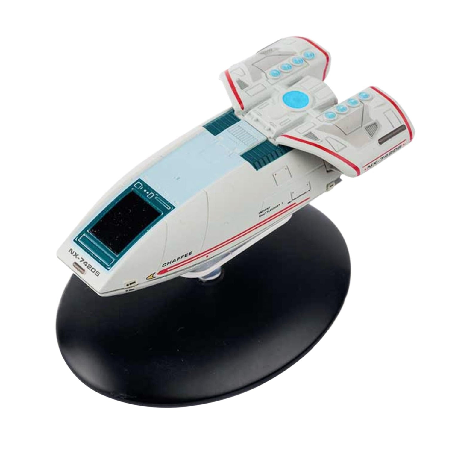 Top-down view of the Shuttlecraft Type 10 Chaffee replica, highlighting surface paneling and Starfleet design details