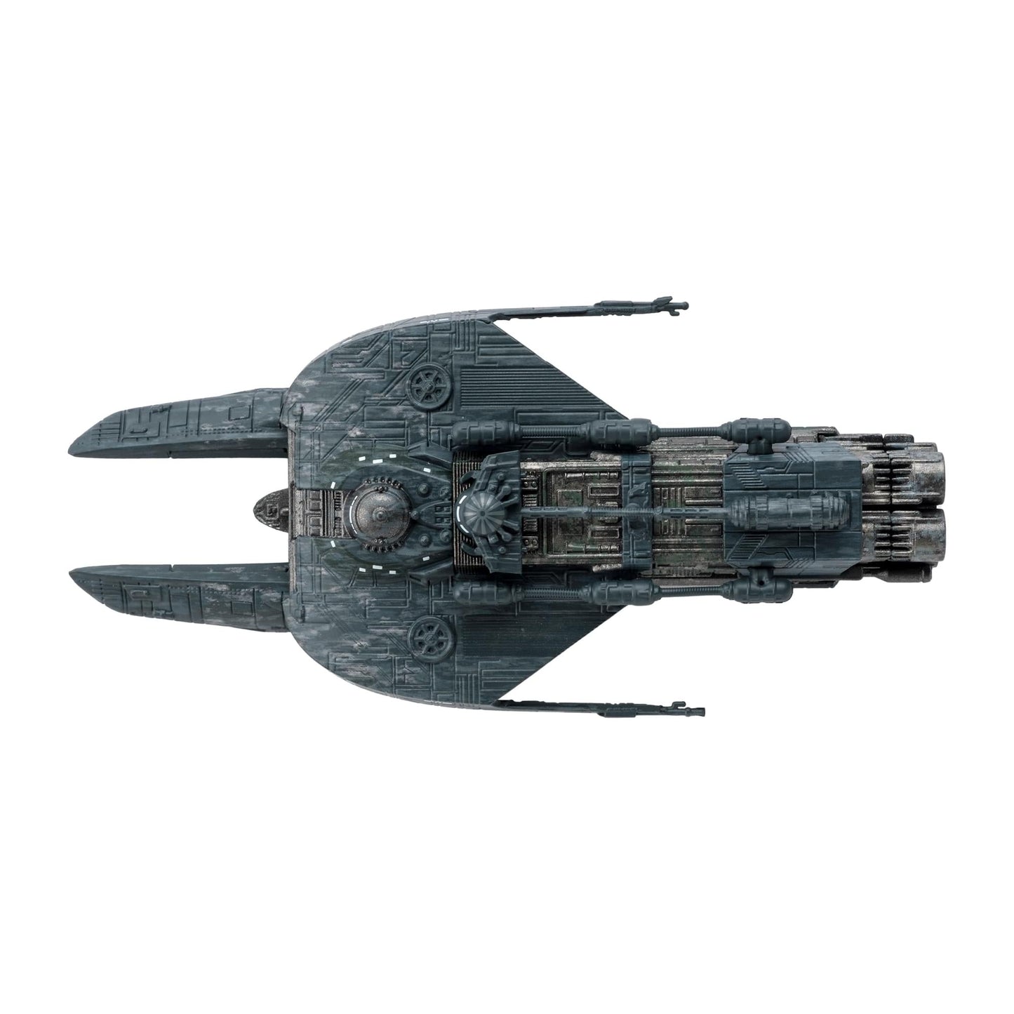 Alternative angle view of the Sheliak Colony Ship mounted securely on its display stand