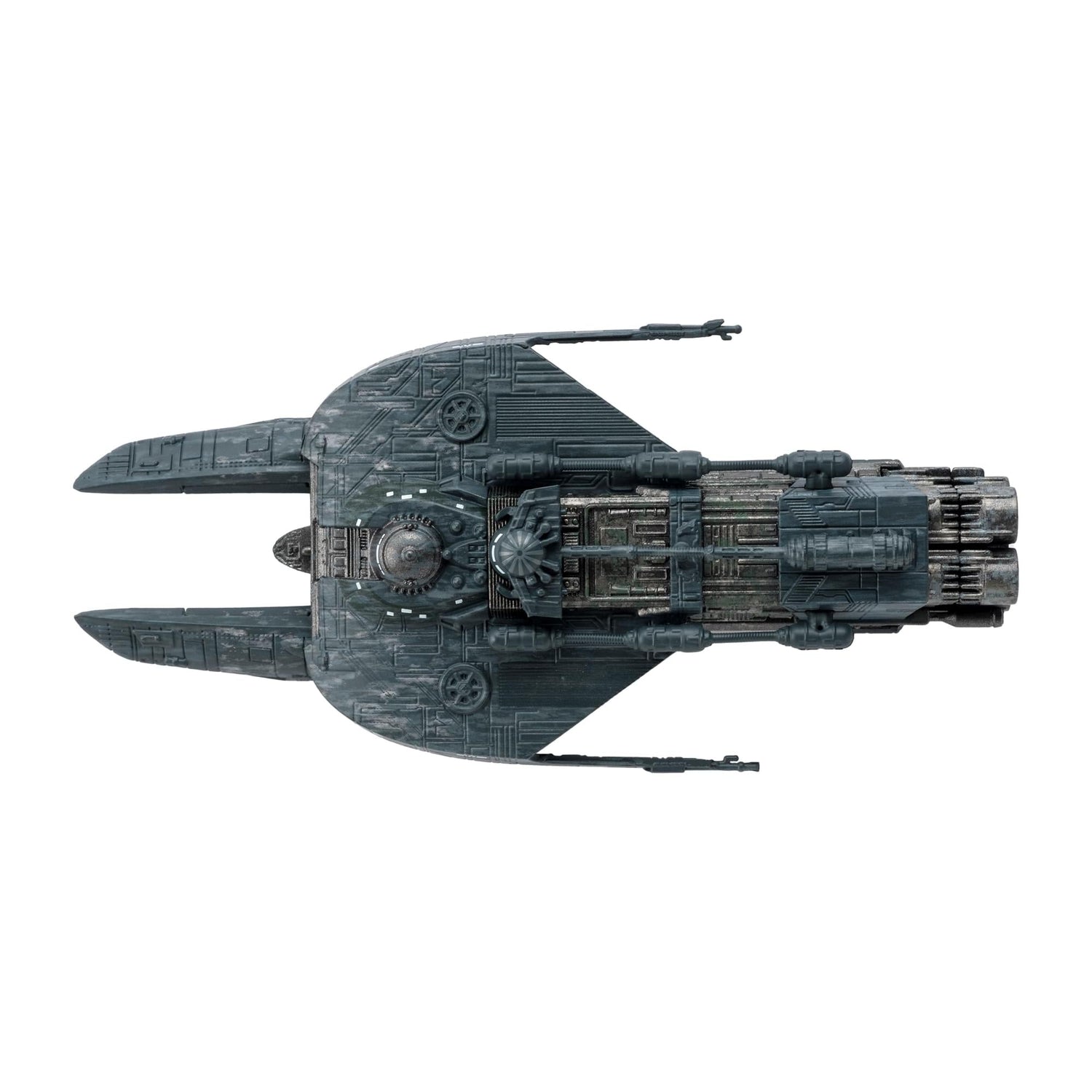 Alternative angle view of the Sheliak Colony Ship mounted securely on its display stand
