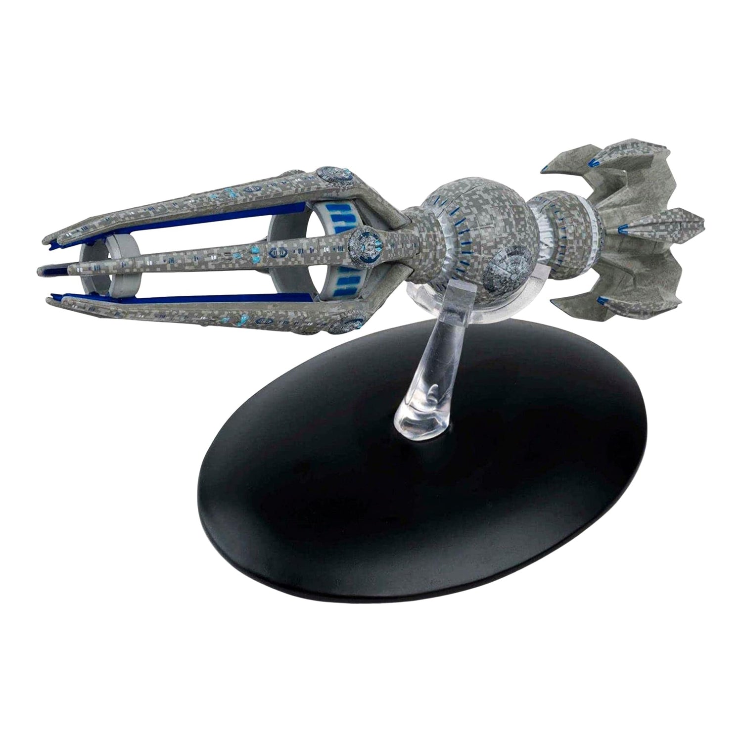 Top-down view of the Krenim Temporal Weapon Ship collectible, highlighting the intricate paneling and hand-painted hull details