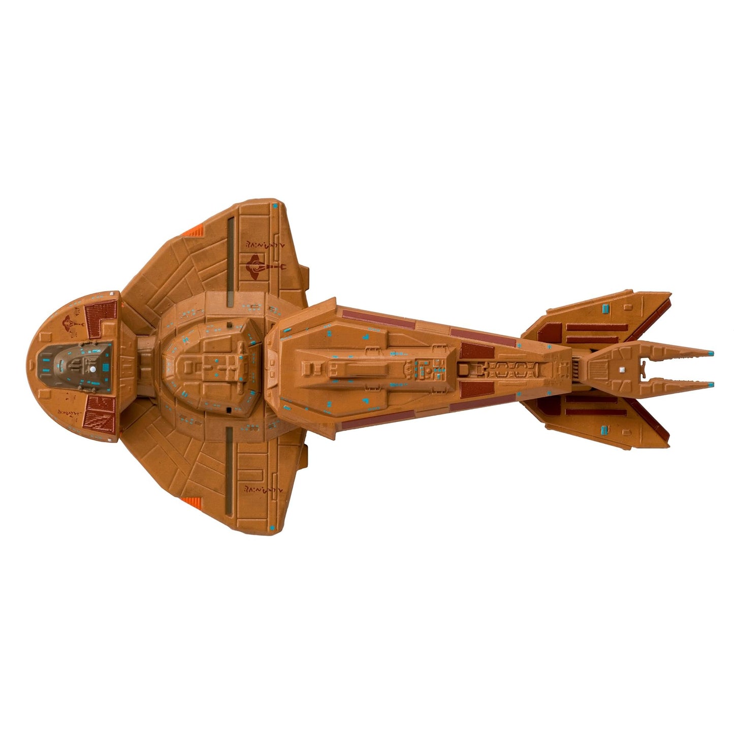 Rear view of the Cardassian Keldon class starship model displaying its distinct engine nacelles and hull structure