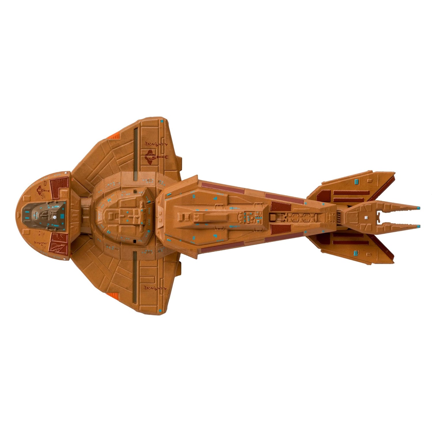 Rear view of the Cardassian Keldon class starship model displaying its distinct engine nacelles and hull structure