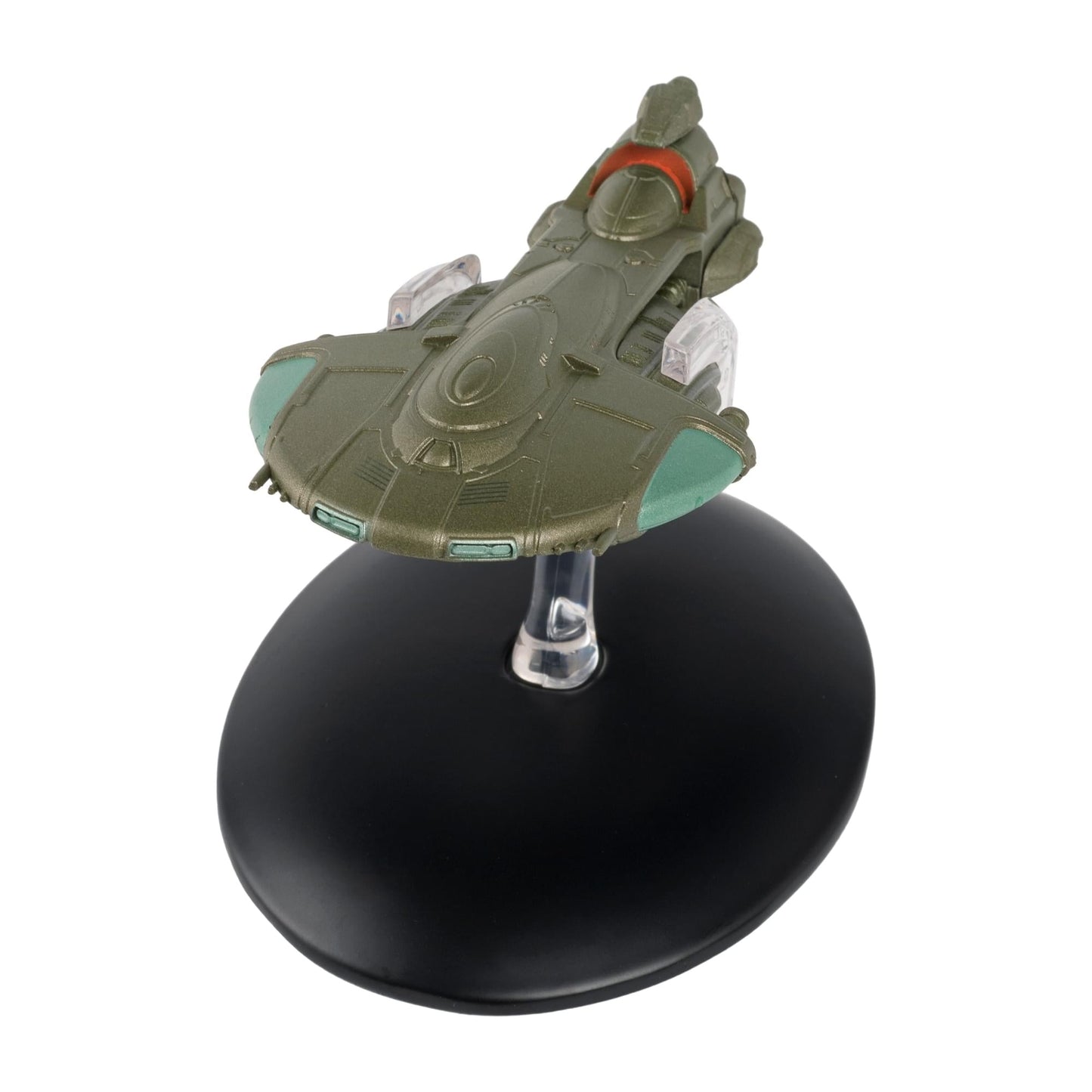 Close-up shot focusing on the bridge section and forward hull geometry of the starship