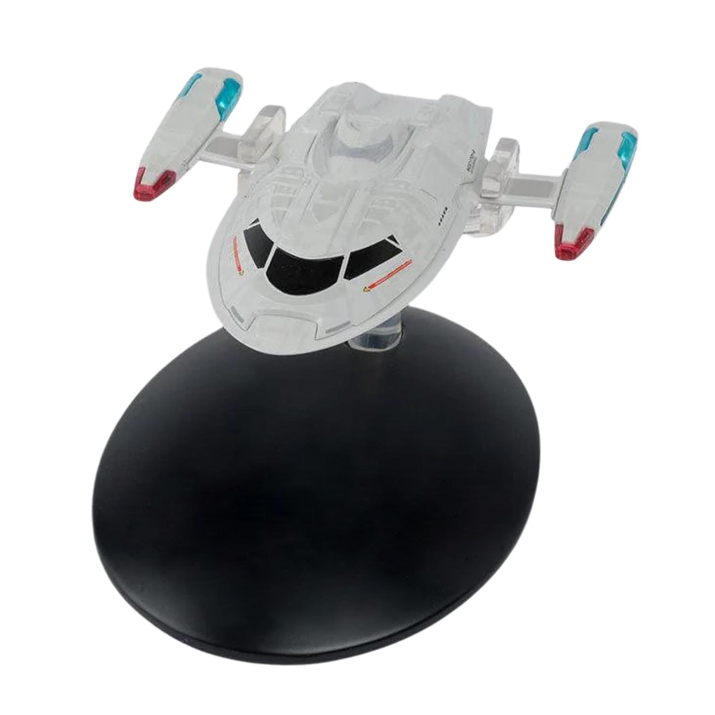 Underside view of the die-cast collectible revealing structural mounting points and accurate hull molding