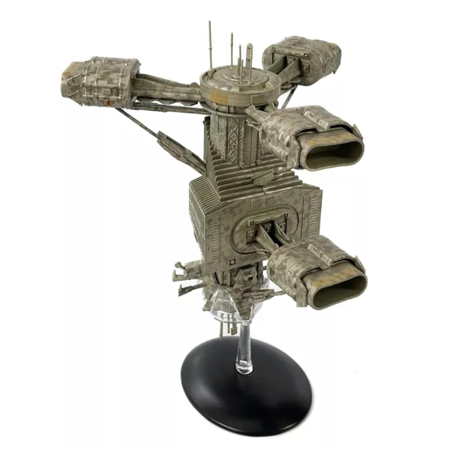 Close-up of the Gokor Orbital Facility model highlighting hand-painted details on the station hull