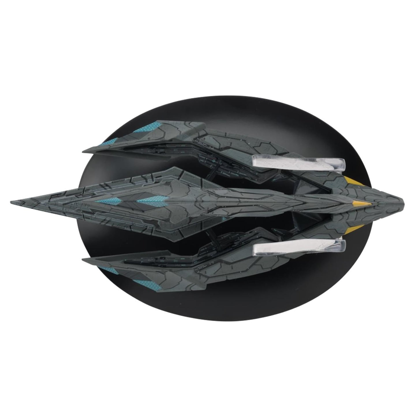 Rear view of the model displaying the engine section and stern design of the Tholian vessel