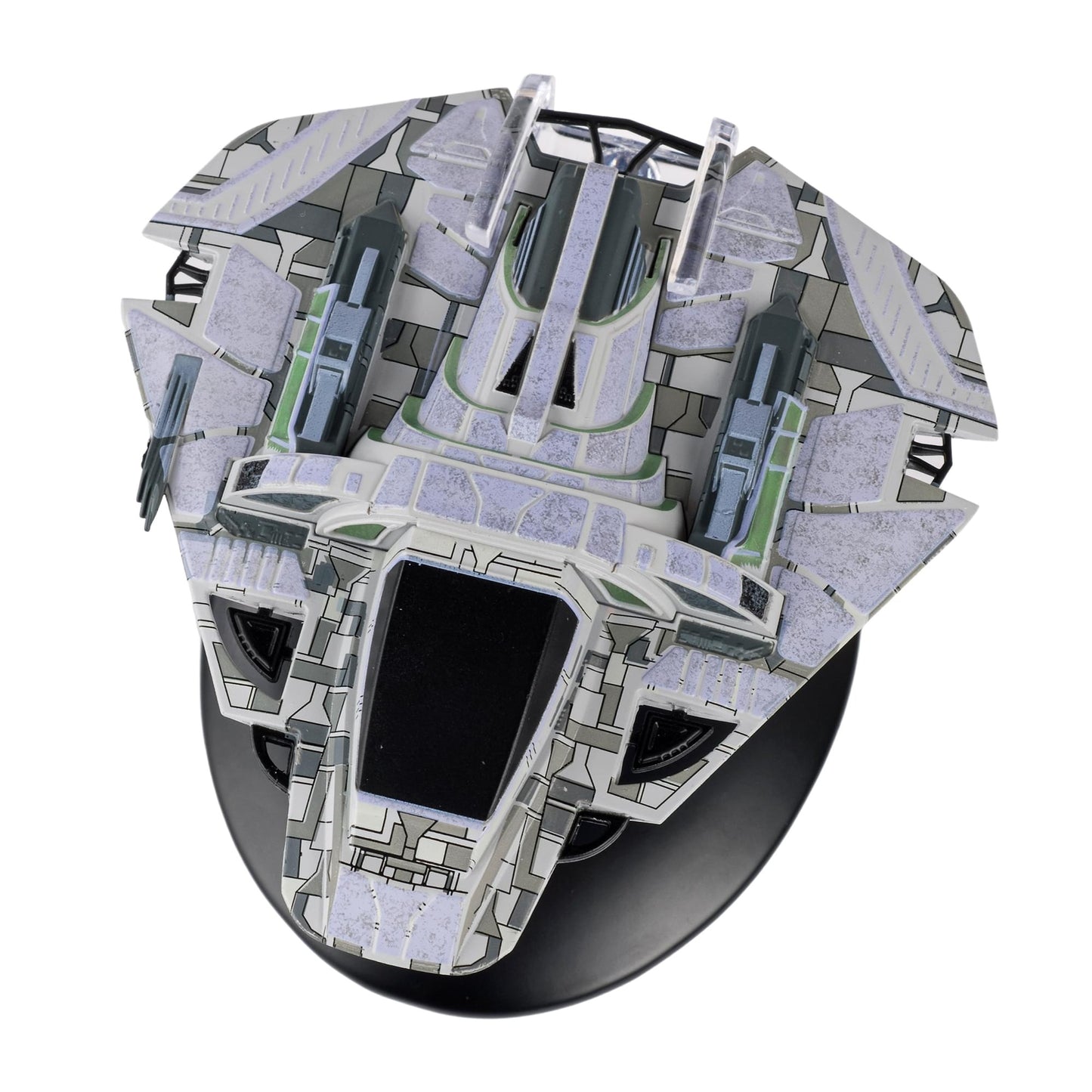 Close-up detail of the bridge section and forward hull on the B'omar patrol ship model