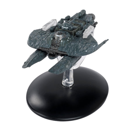 Top-down view highlighting the intricate hull structure and hand-painted details of the Sheliak starship