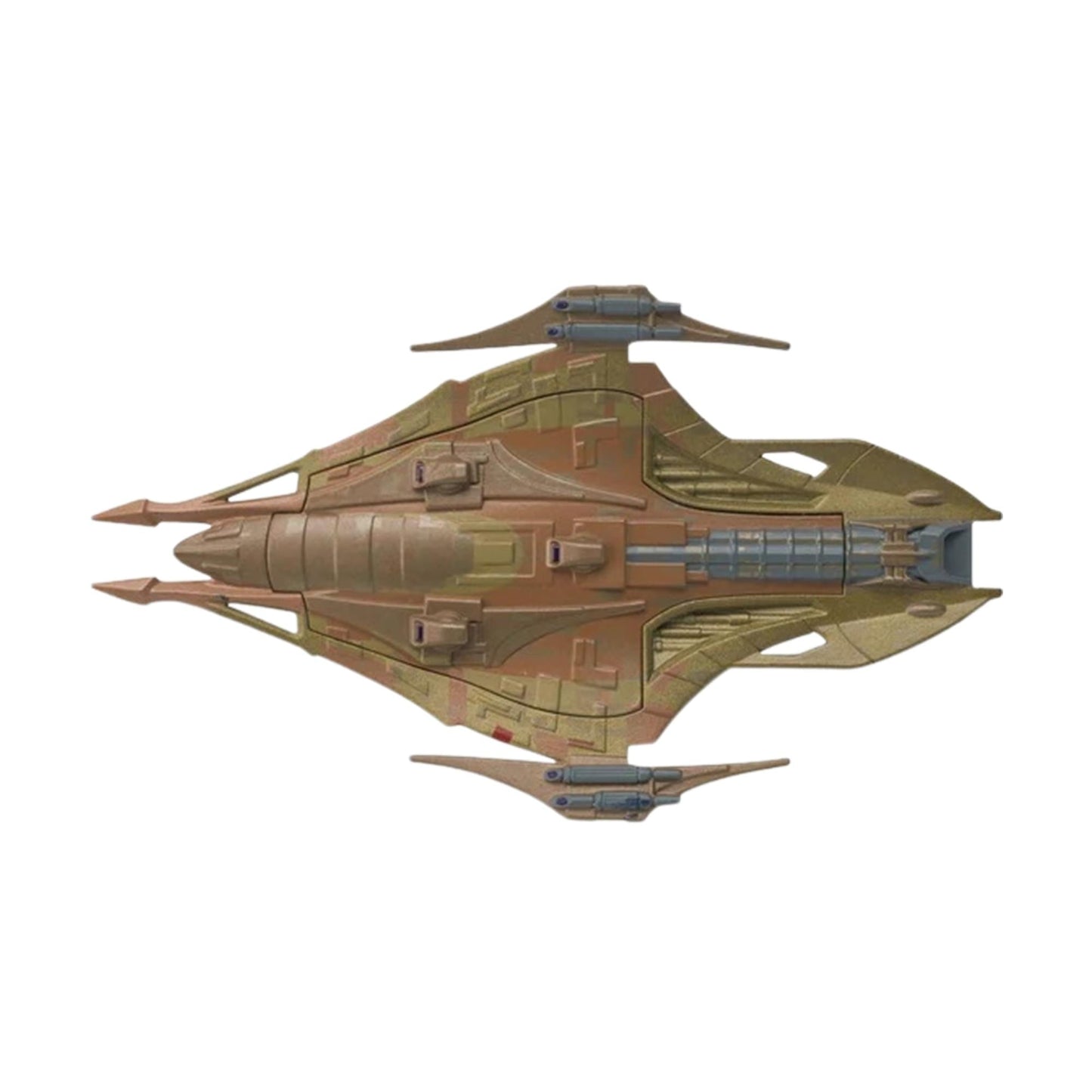 Rear profile of the Lokirrim Fighter starship displaying engine thrusters