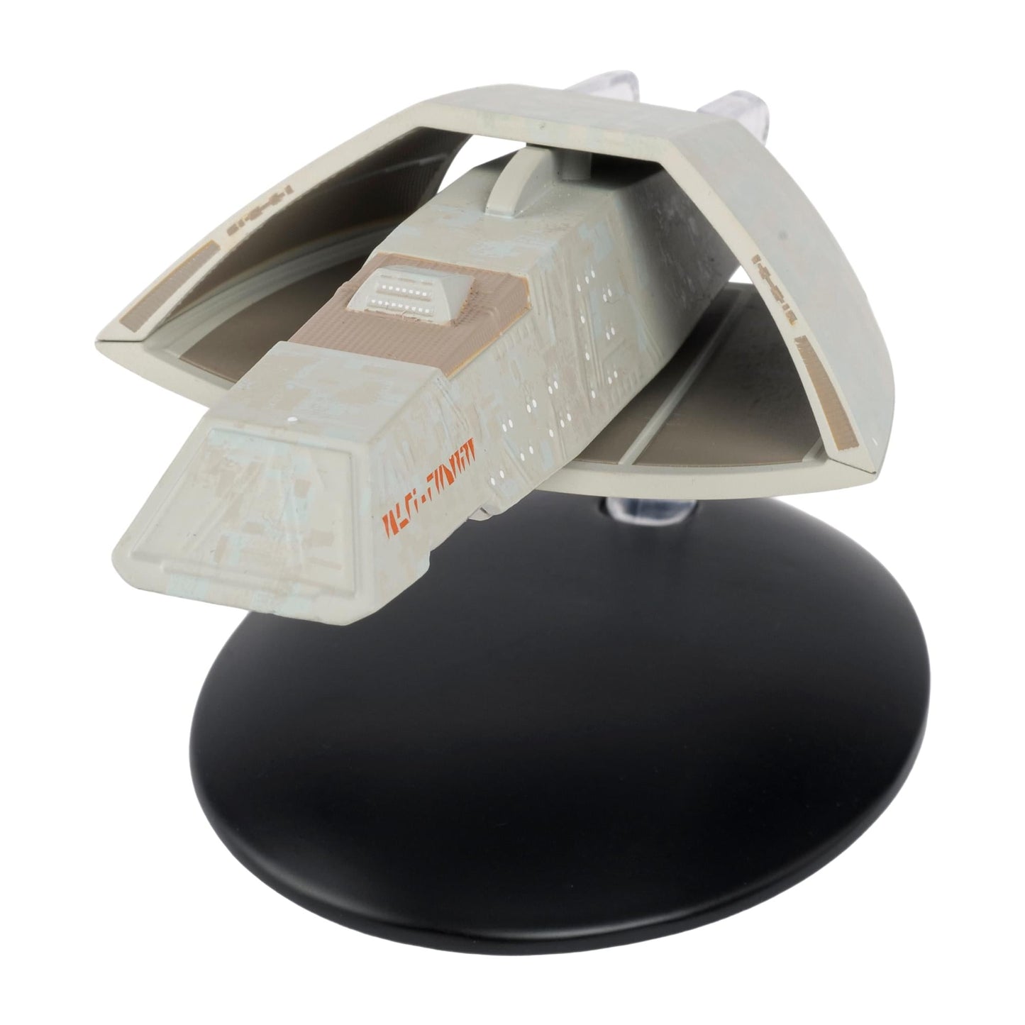 Front-facing view of the starship replica displaying the deflector dish and forward command section