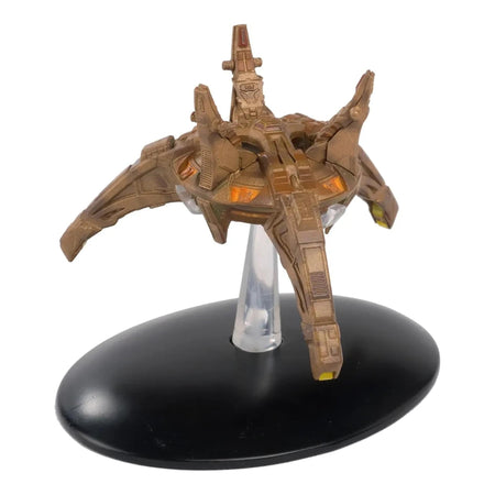 Cardassian weapon platform starship model viewed from the front, showcasing angular armor plating and weapon ports