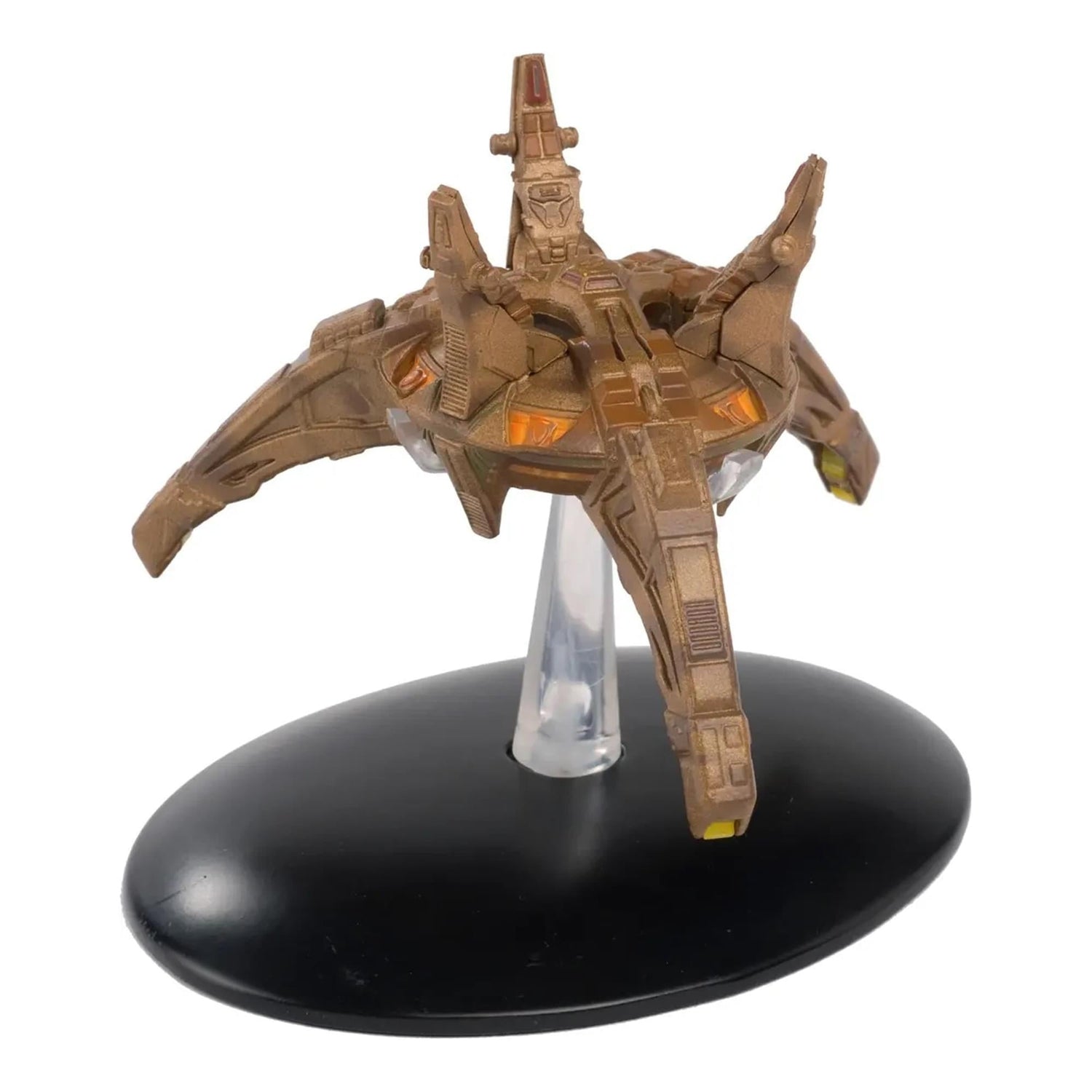 Cardassian weapon platform starship model viewed from the front, showcasing angular armor plating and weapon ports