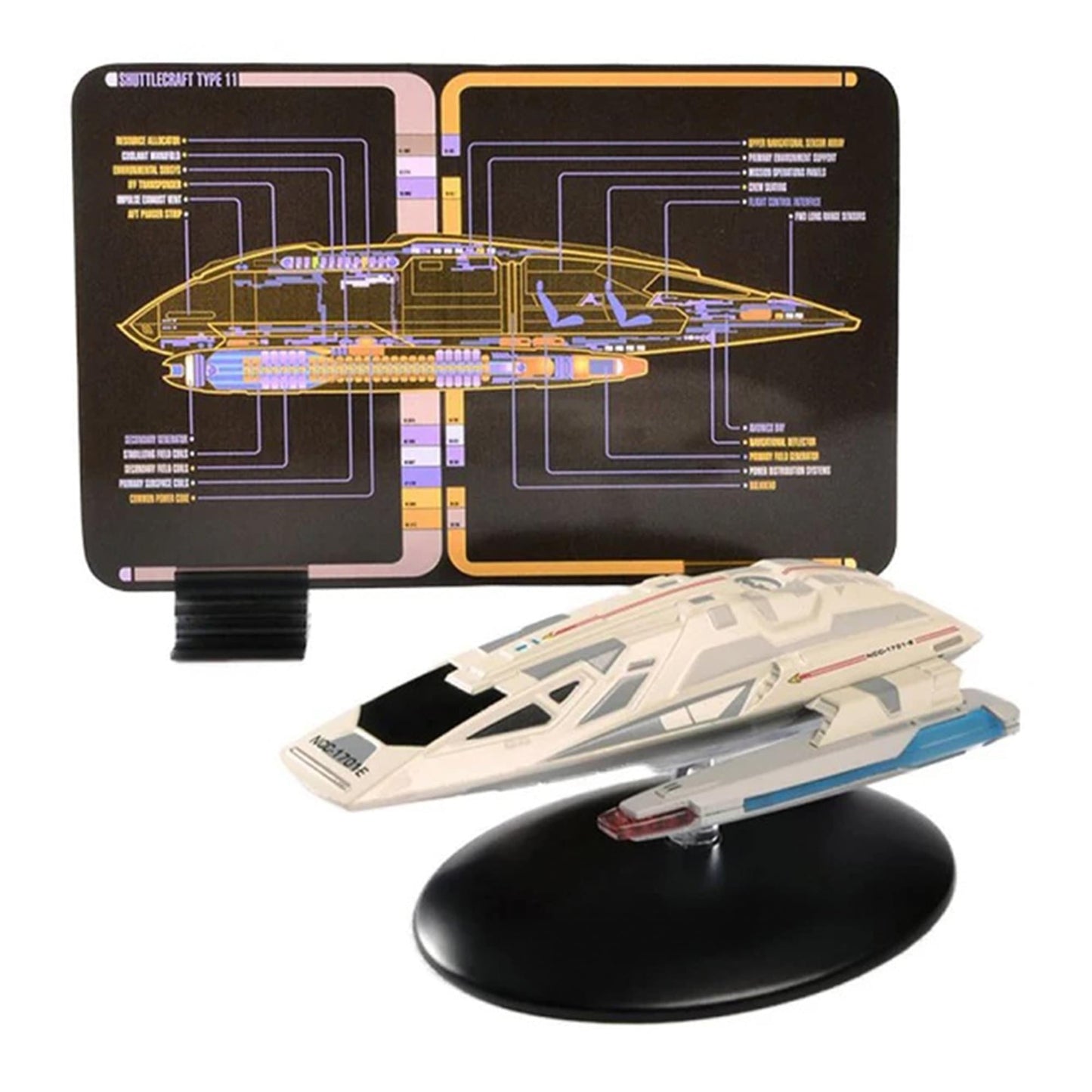 Back view of the boxed Star Trek replica set detailing official branding and collection information