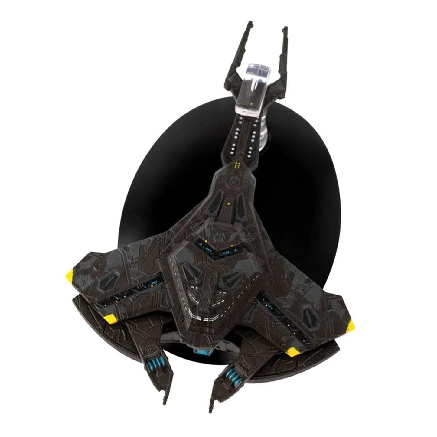 Rear quarter view showcasing the warp nacelles and engine detailing of the die-cast collectible
