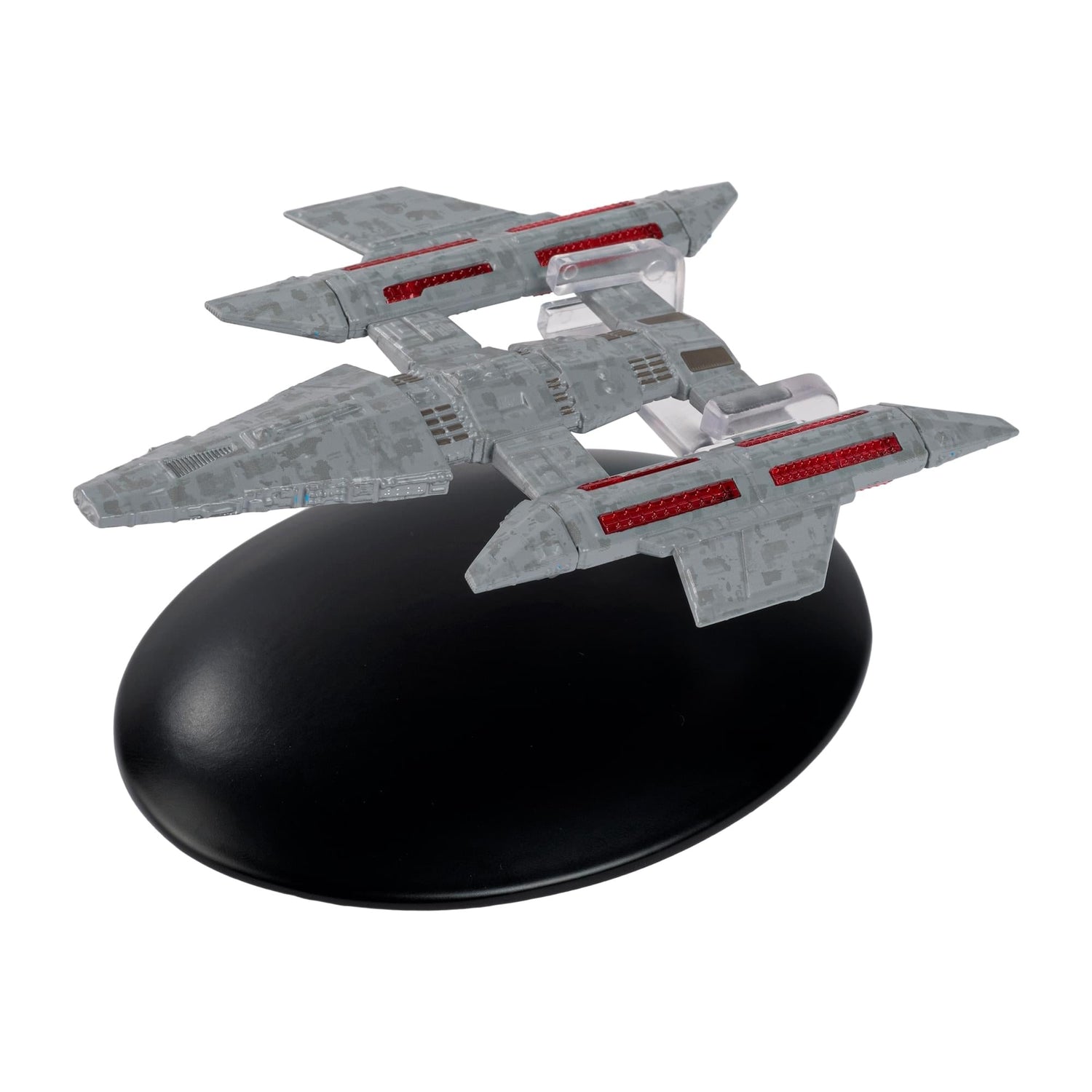 Front angle view of the Star Trek Tamarian Deep Space Cruiser die-cast model displaying its unique hull structure