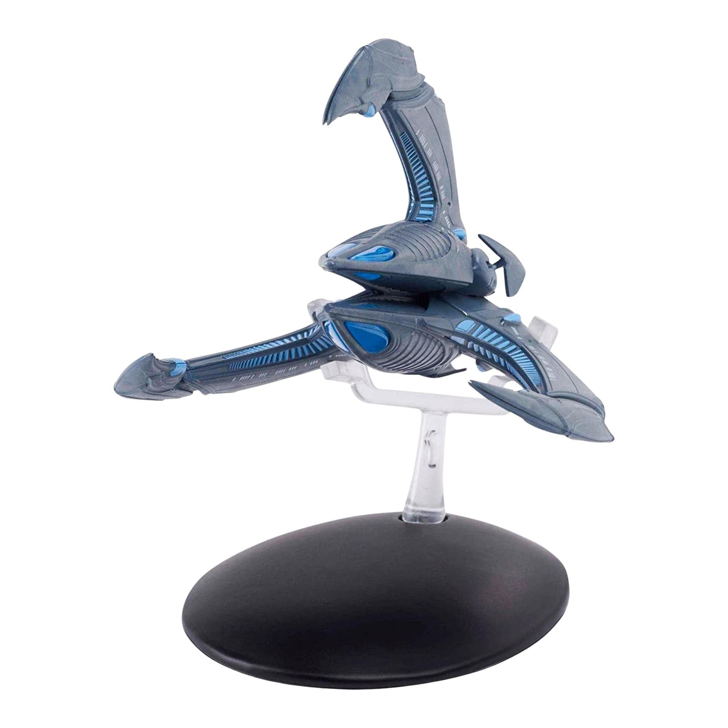 Angle view of the model mounted on its branded display base against a neutral background