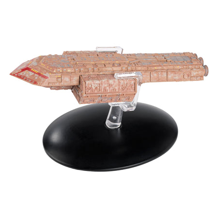 Front three-quarter angle view of The Batris starship replica showcasing its detailed hull and warp nacelles