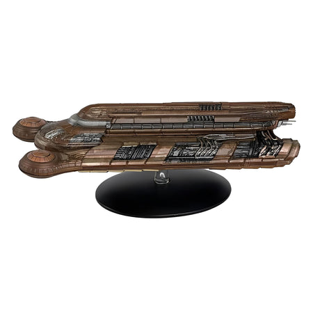 Top-down view of the Klingon Batlh Class starship replica showing its detailed wing configuration and hull markings