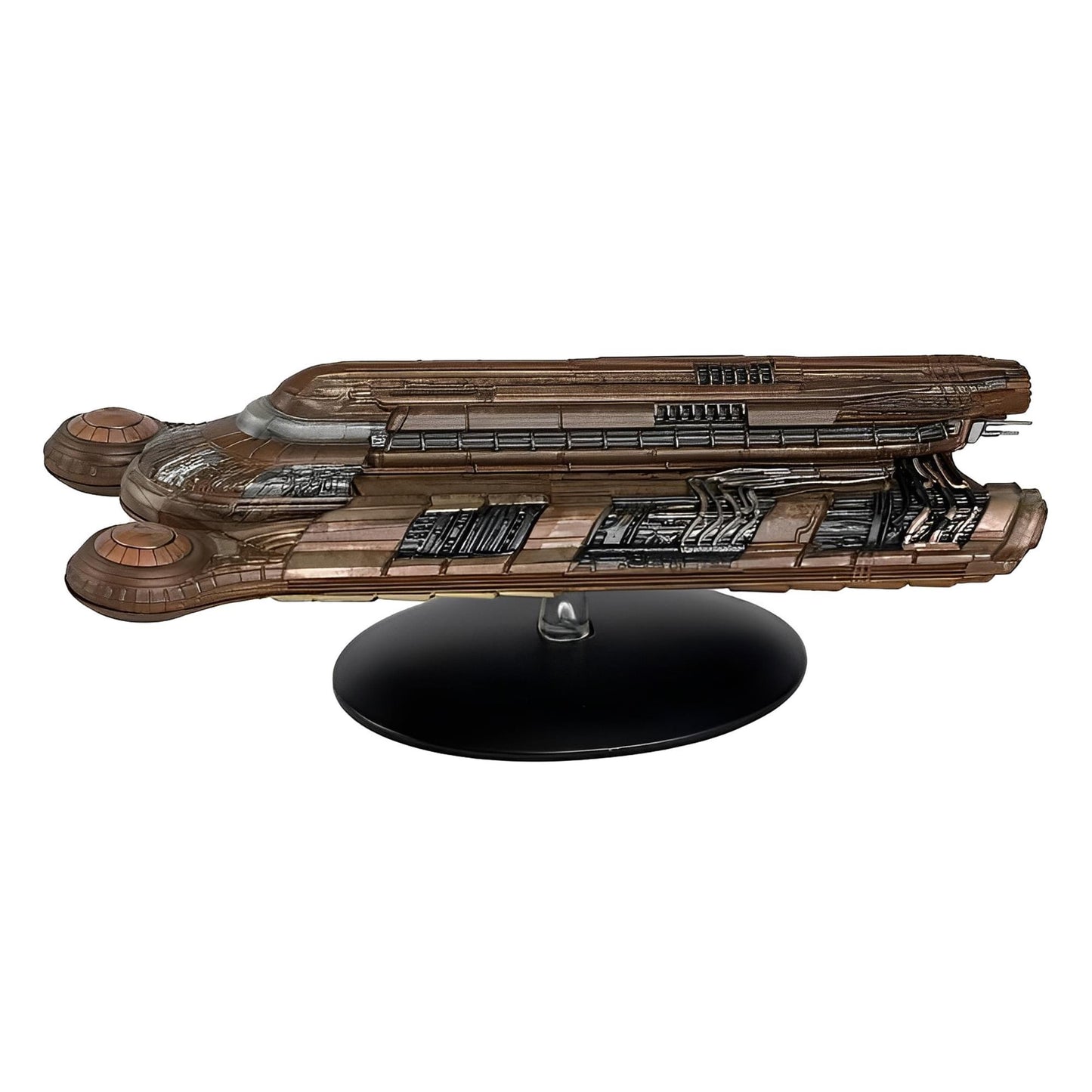 Top-down view of the Klingon Batlh Class starship replica showing its detailed wing configuration and hull markings