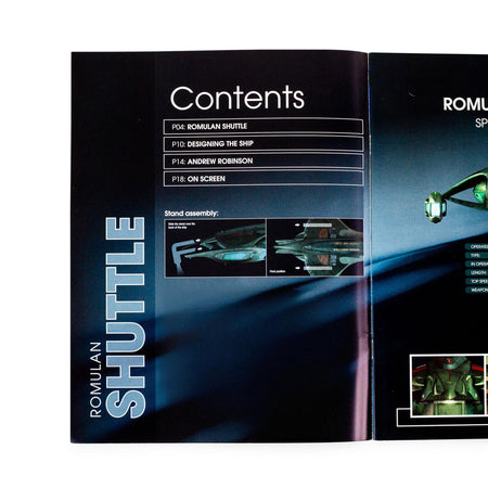 Close-up detail of the magazine cover highlighting the Romulan insignia and bold publication title typography