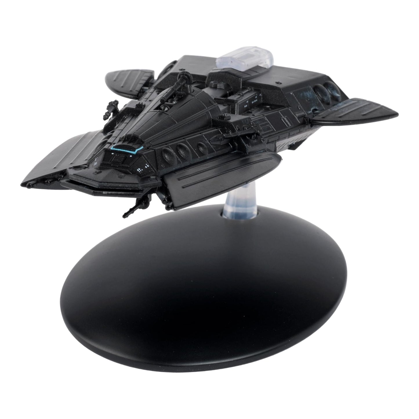 Close-up detail shot of the hand-painted cockpit section and hull markings on the Star Trek collectible