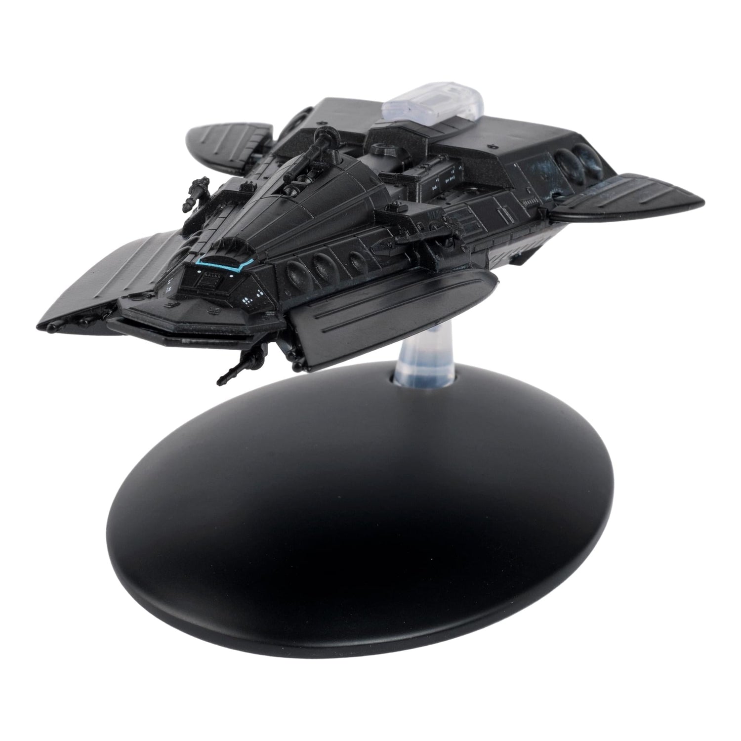 Close-up detail shot of the hand-painted cockpit section and hull markings on the Star Trek collectible