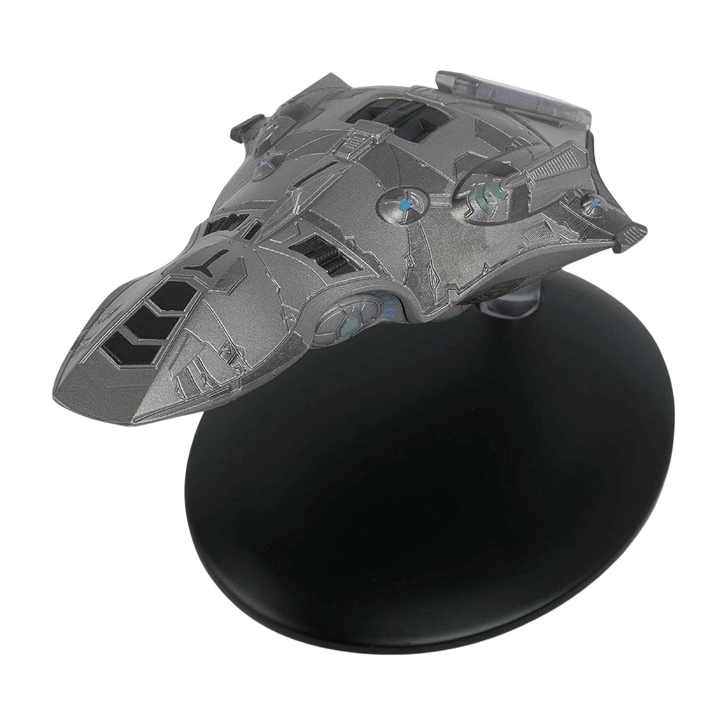 Top-down view of the Gegen's research vessel starship replica highlighting its hull design