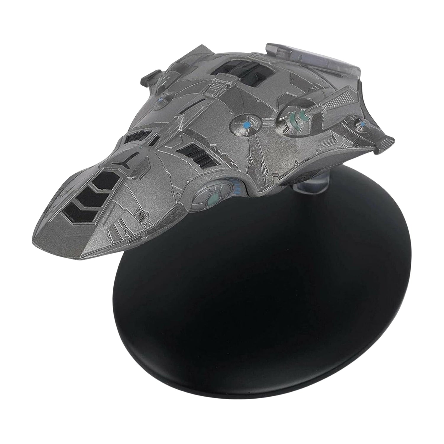 Top-down view of the Gegen's research vessel starship replica highlighting its hull design