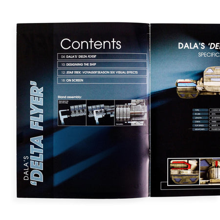Close-up view of the magazine cover typography and Star Trek branding elements