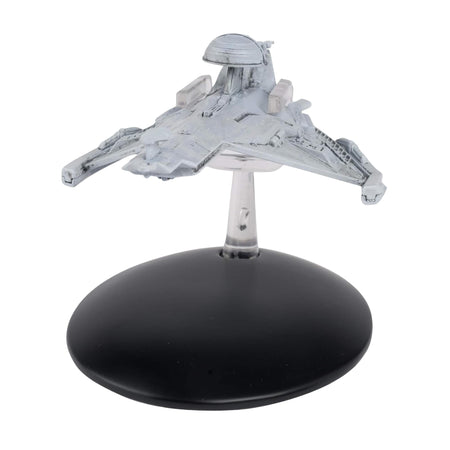 Top-down view of the Promellian starship replica, highlighting the detailed hand-painted metallic finish and wing structures