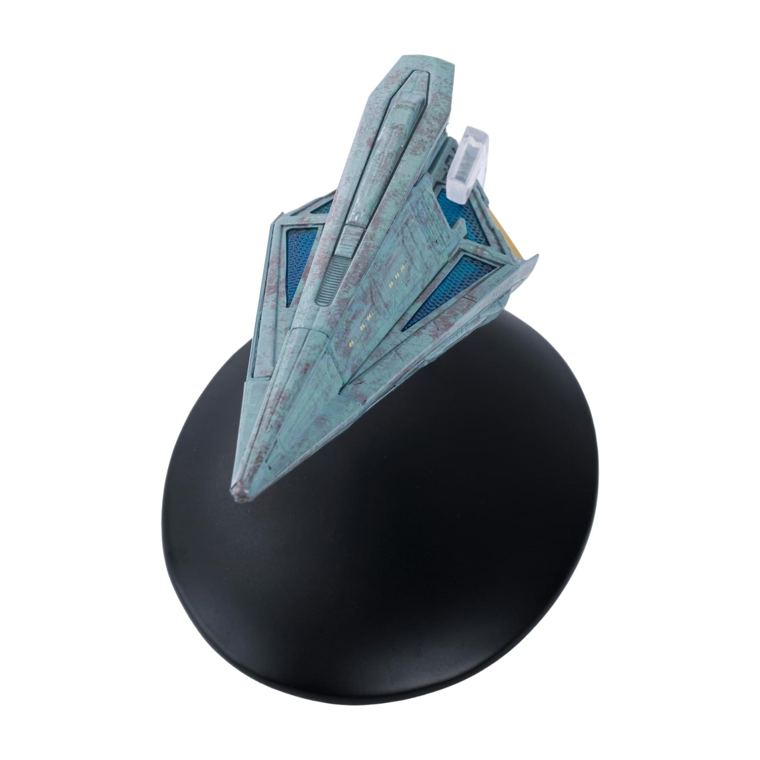 Tholian Starship model angled against a dark starry backdrop, emphasizing its distinctive silhouette