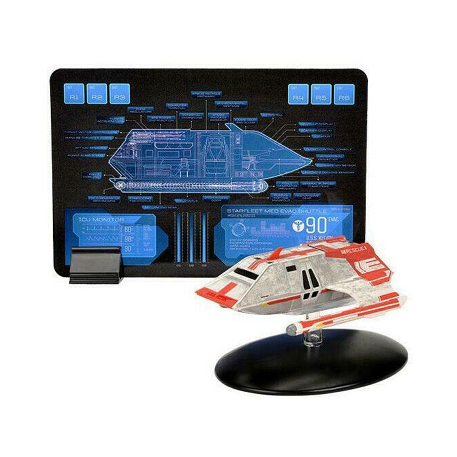 Top-down view of the Star Trek warrant shuttlecraft model showing hull and nacelle details